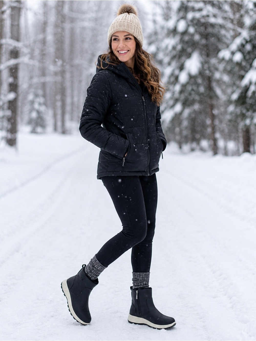 Khombu Sienna Women’s Size 6 Black All Weather Memory Foam Ankle Boots NIB - Picture 11 of 12